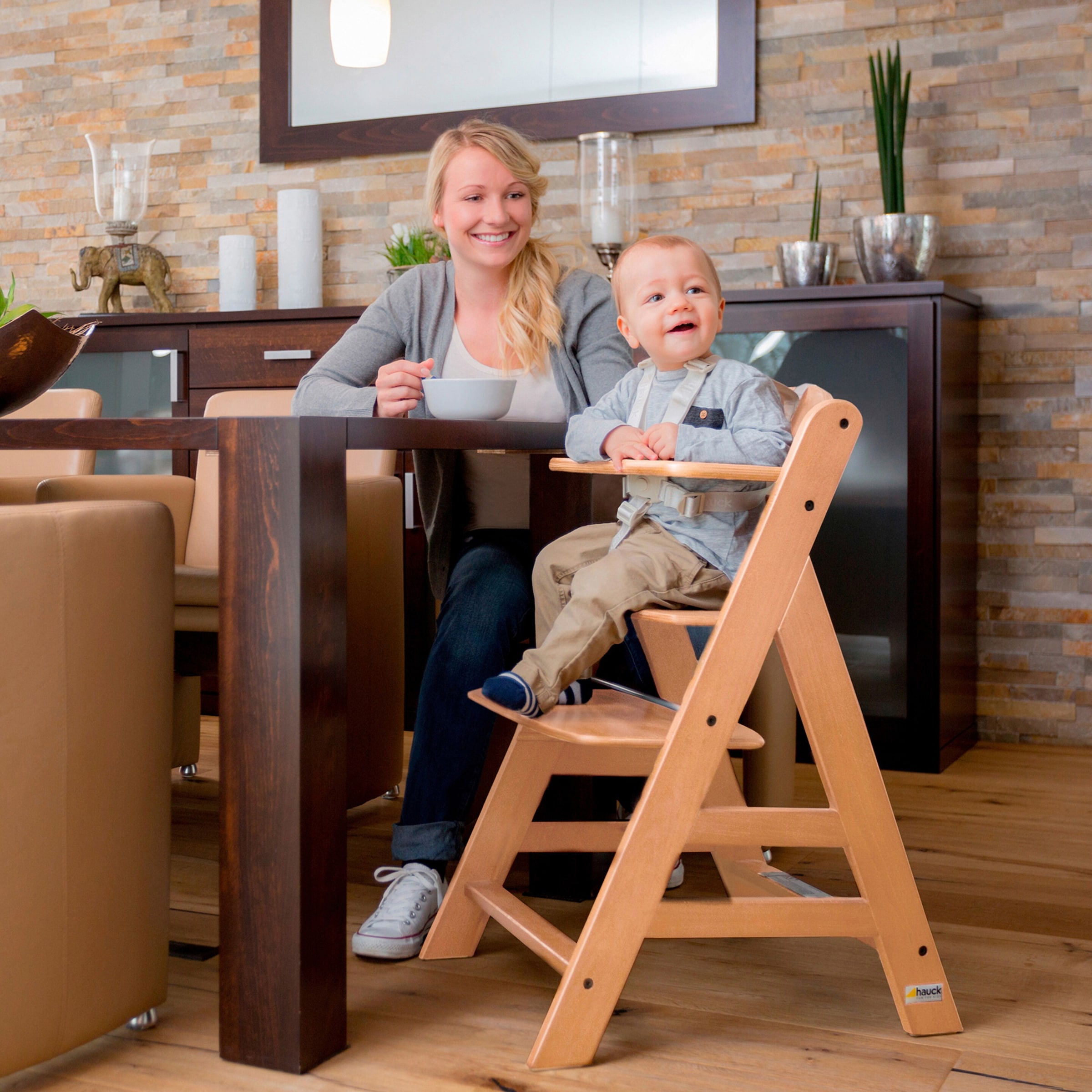 Hauck Bundle Hochstuhl Alpha+ inkl. Alpha Bouncer Premium Natural / Dark Grey