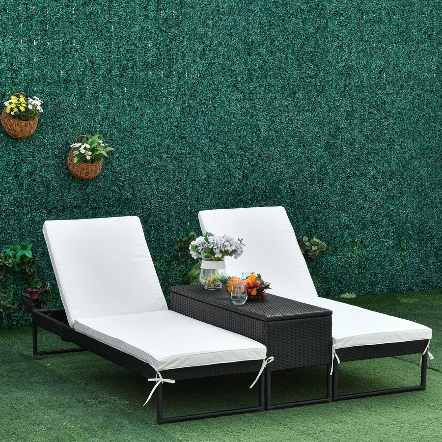 Outsunny Möbelsets mit Sitzkissen weiß, schwarz