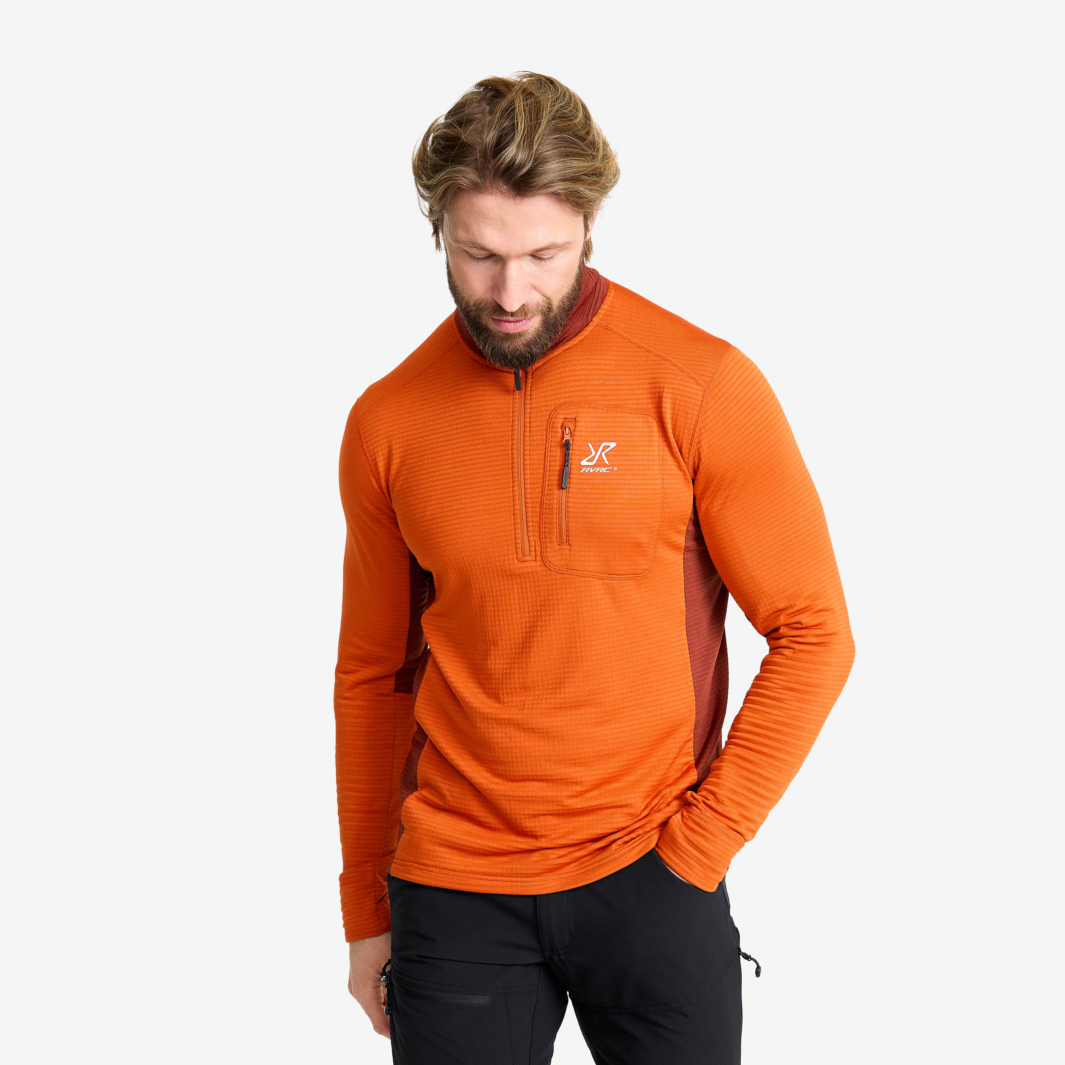 Waffle Half-zip Fleece Herre Hawaiian Sunset