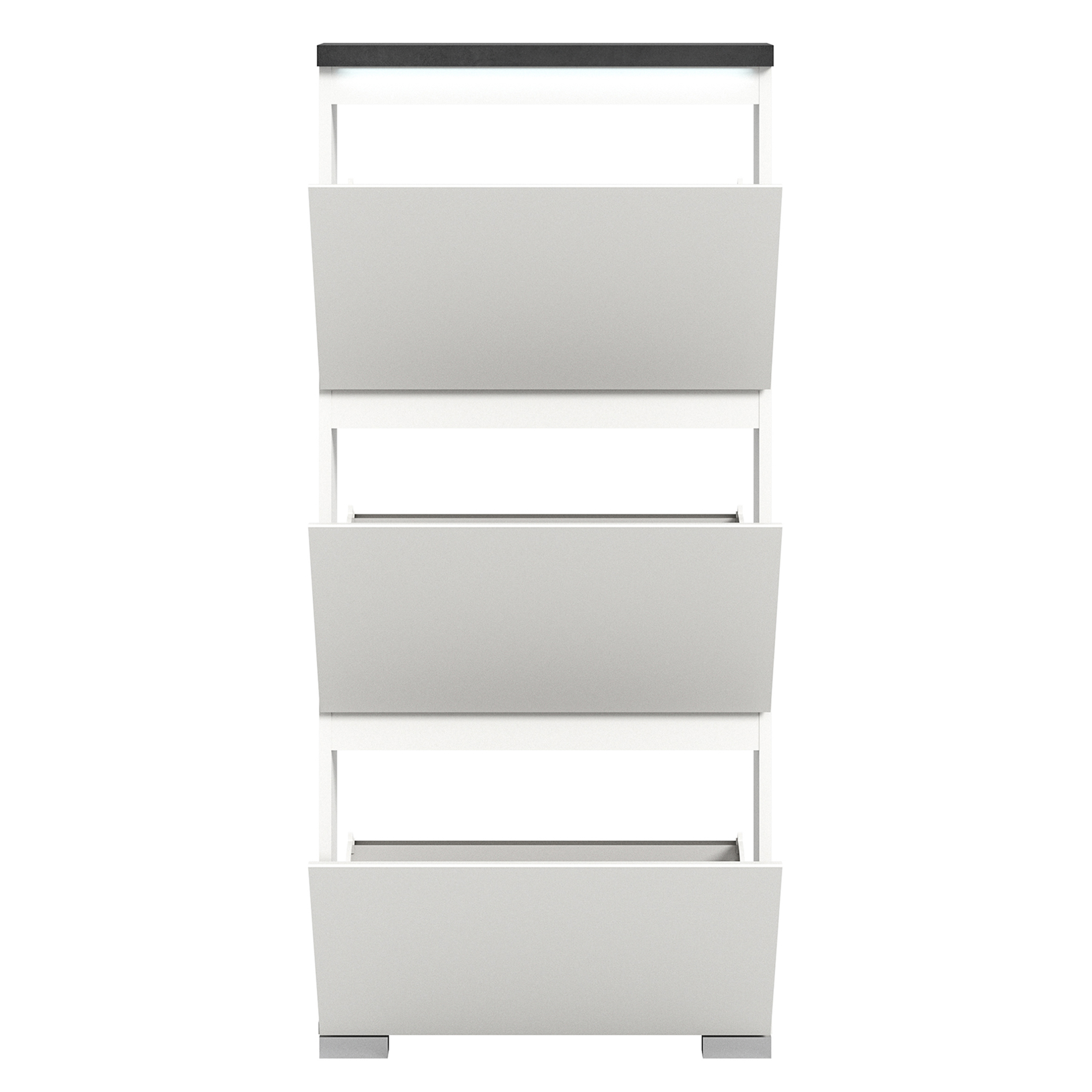 Schuhschrank SHOELOVE - weiß-Industrial grau - 130 cm hoch