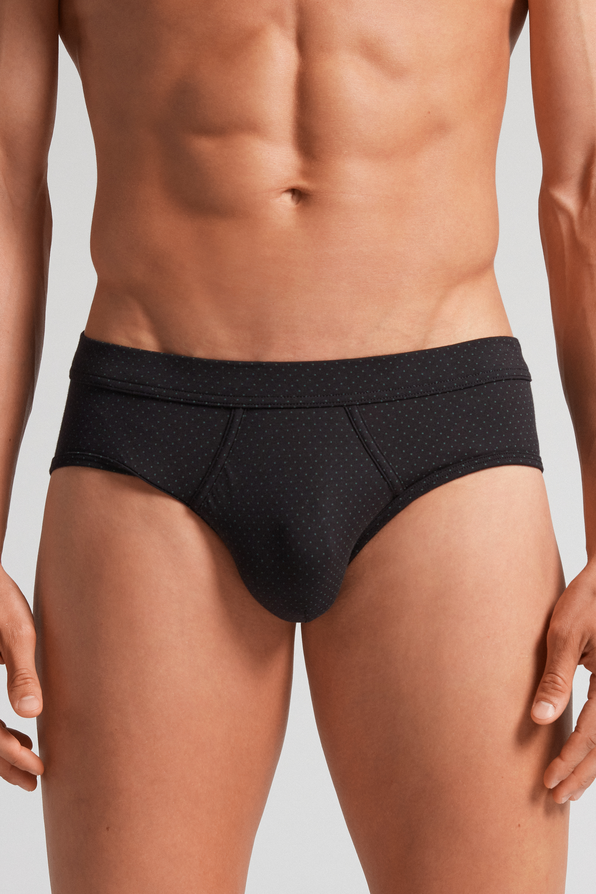 Cueca Supima® Natural Fresh Cotton com estampa de microbolinhas