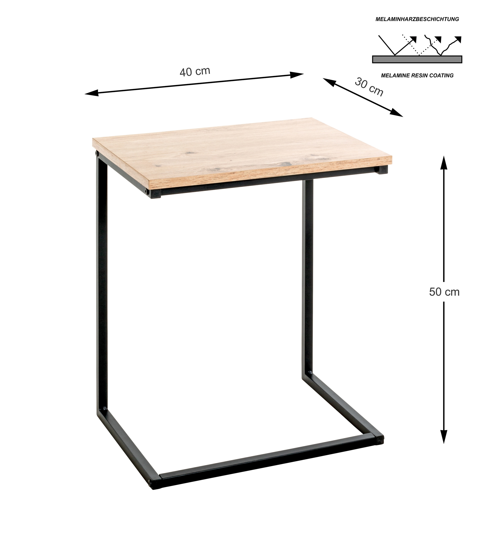 Beistelltisch 40 x 30 cm braun/schwarz
