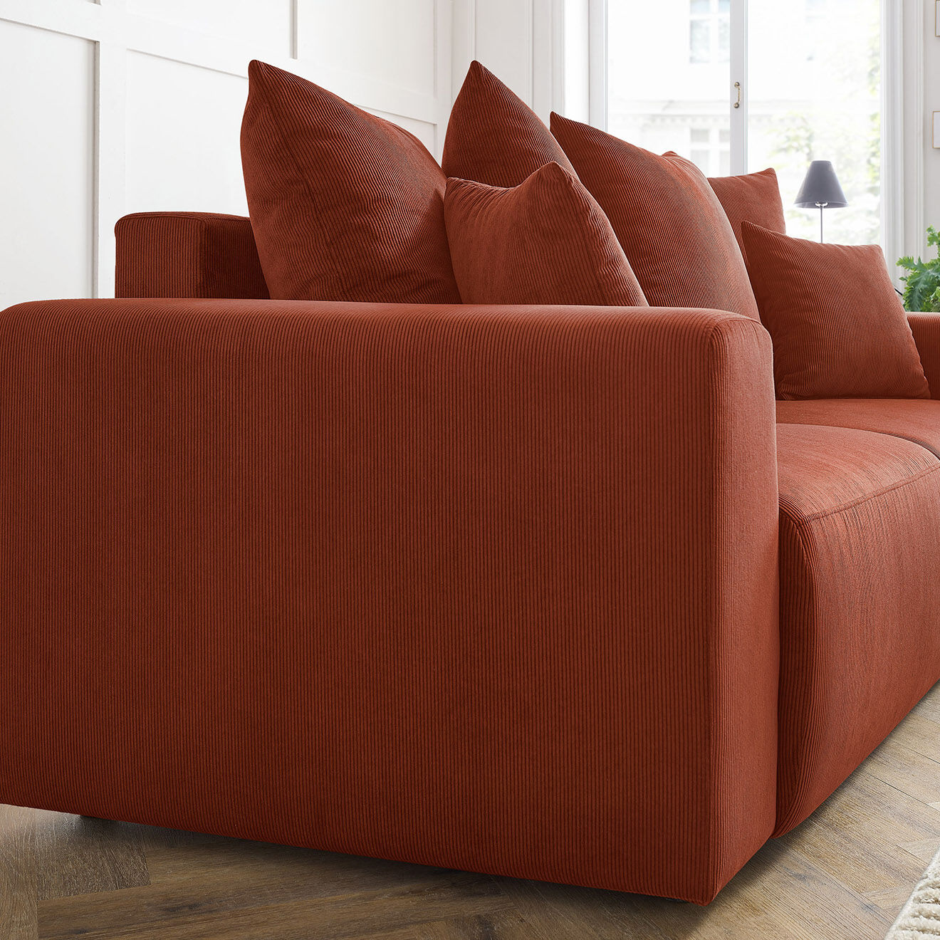 Bobochic Canapé droit fixe 2 places envy velours côtelé orange - 210x100x95 cm
