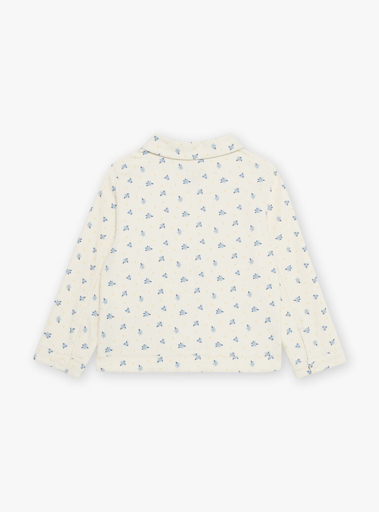 Veste en jean vanille à fleurs