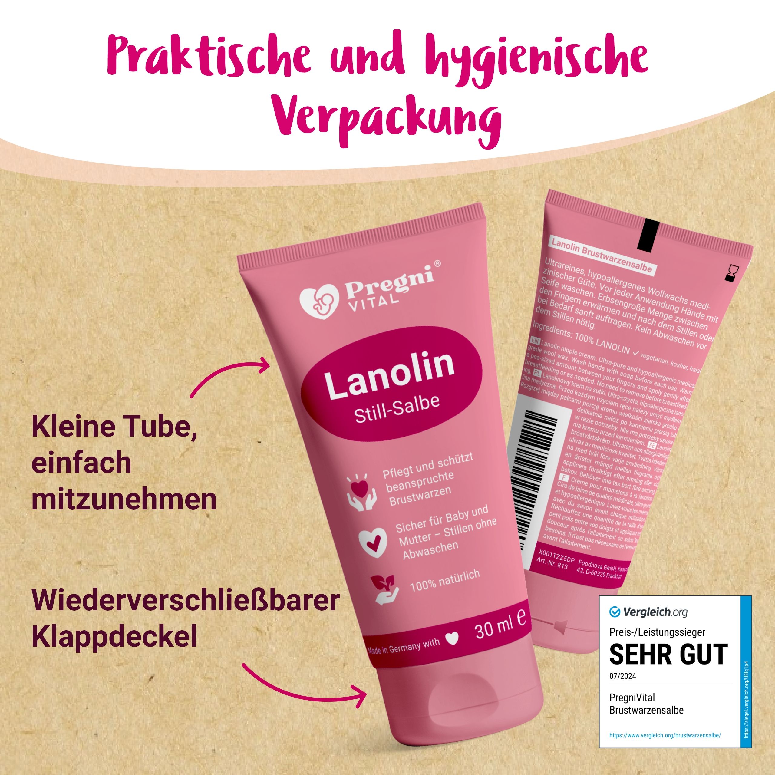 Lanolin Brustwarzensalbe - von PregniVital®