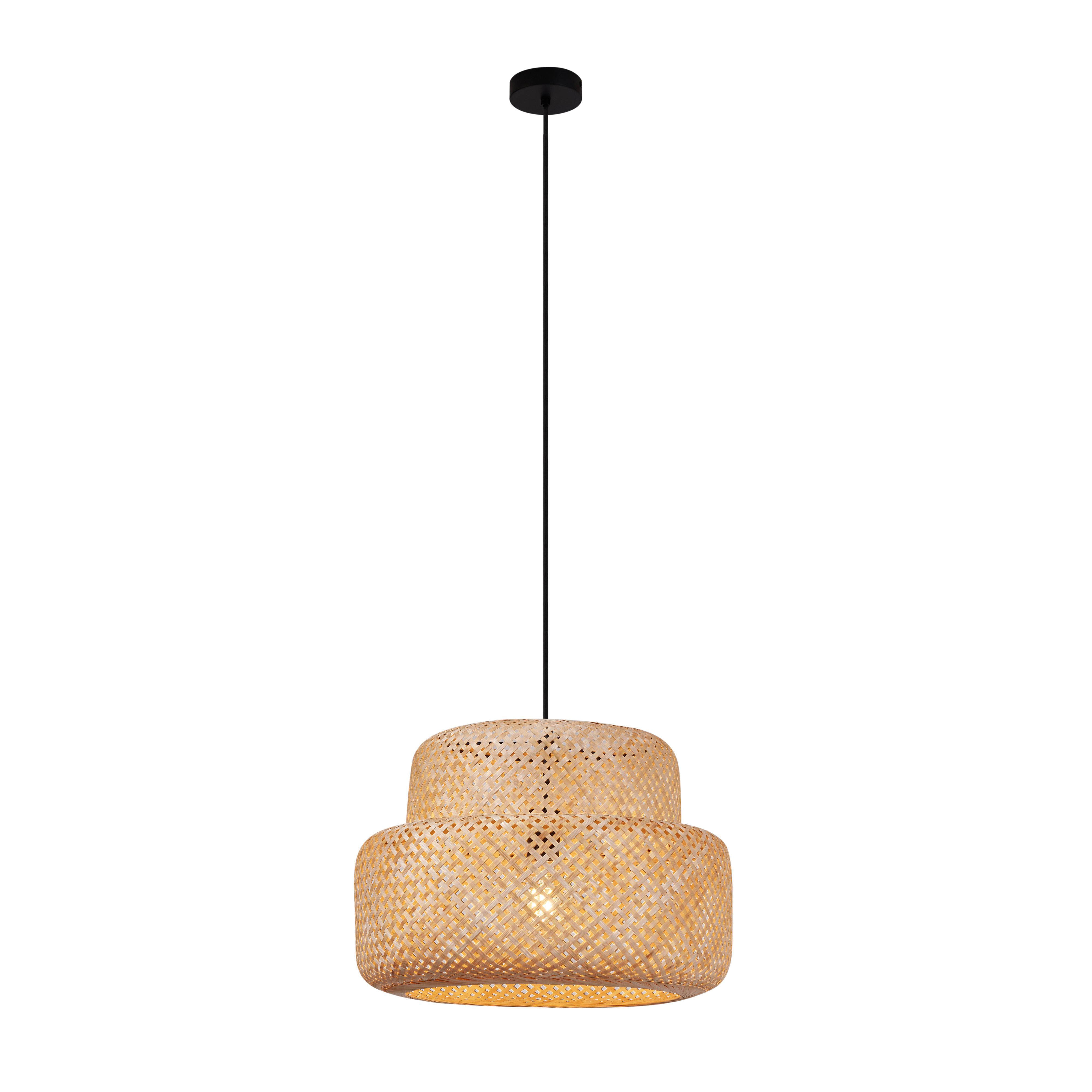 Japandi hanglamp zwart met bamboe- Kea