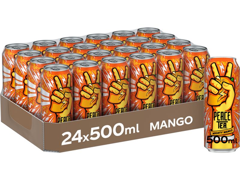 Peace Tea Mighty Mango 24 x 0.5 l Koffeinhaltiges Schwarztee-Getränk mit Mangogeschmack und Yerba-Mate-Extrakt