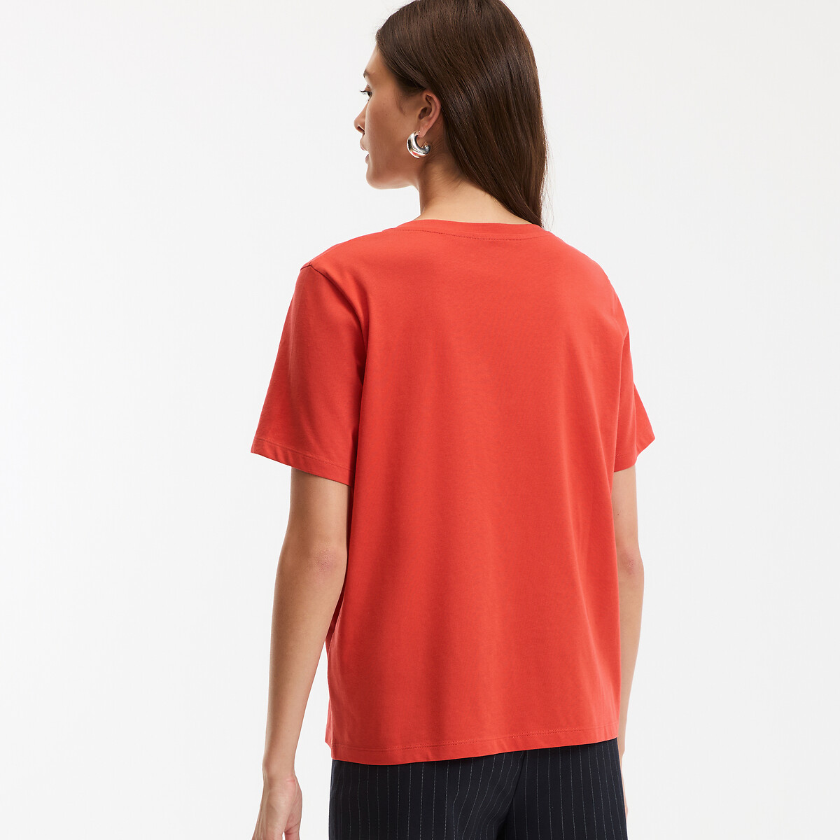 COLEÇÃO LA REDOUTE<br>Camiseta folgada com decote em V e mangas curtas