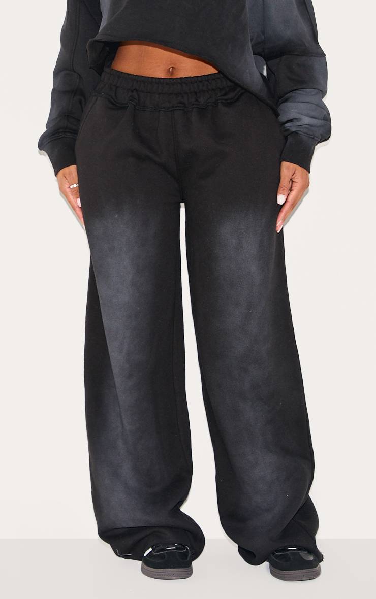 Noir Délavé Joggers Taille Haute Délavée Coupe Large Shape
