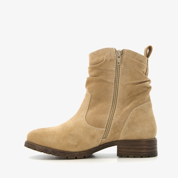 Hush Puppies suède dames enkellaarsjes beige