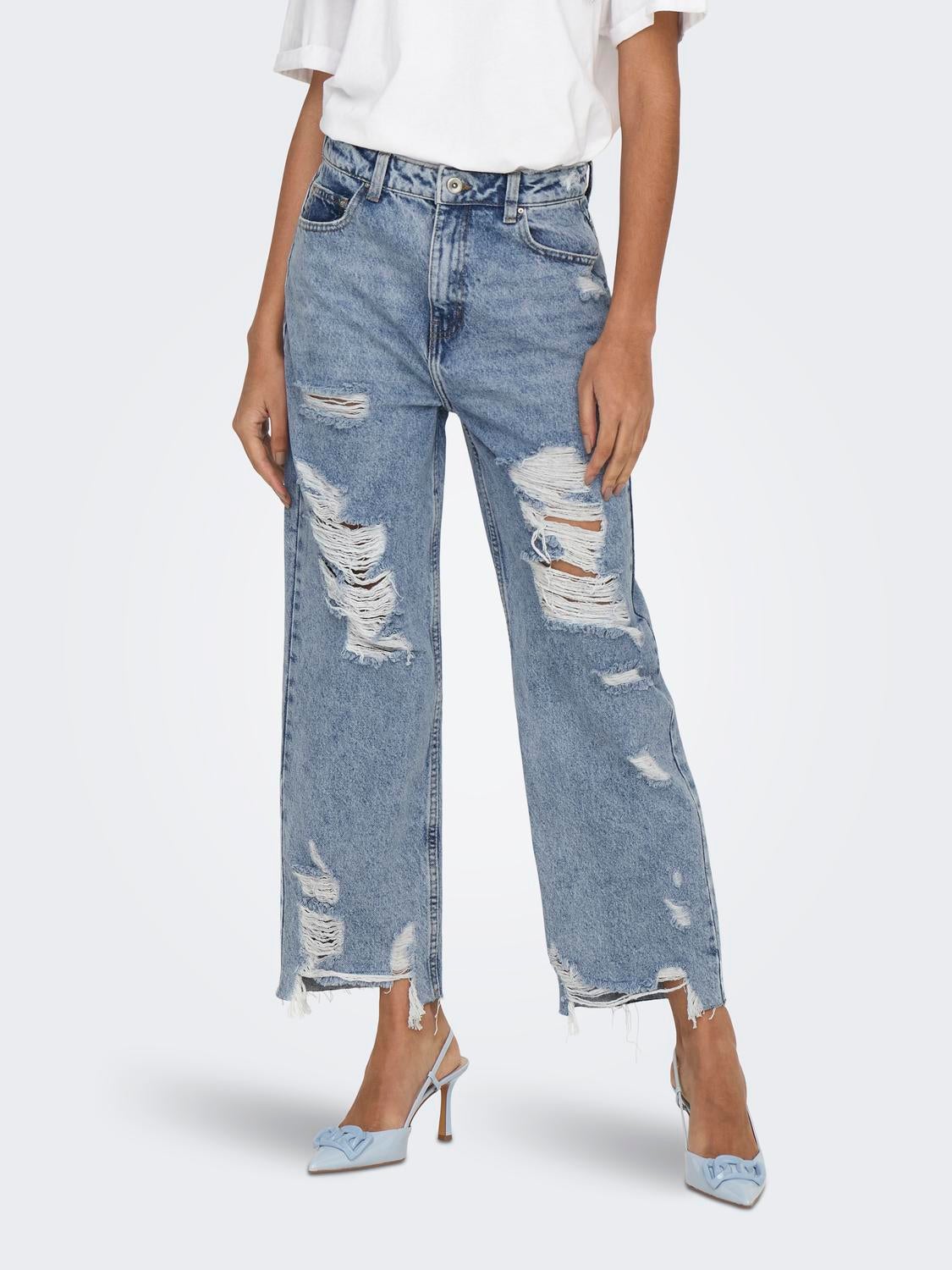 ONLDAD Hohe Taille Gerade geschnitten Jeans Medium Blue Denim