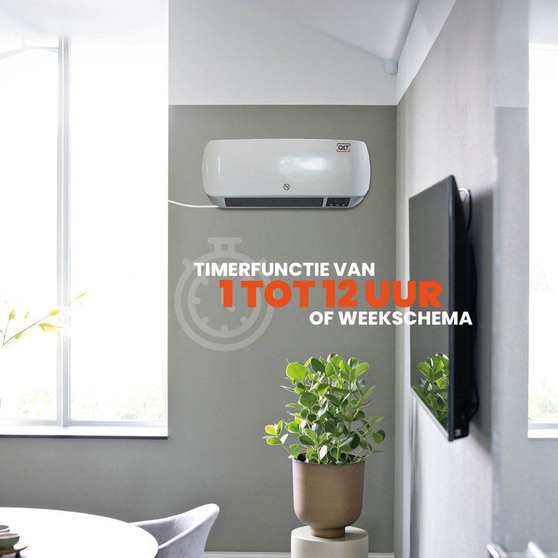 QLT 2-in-1 Keramische Kachel met Wandmontage - Temperatuurregelaar - Wit
