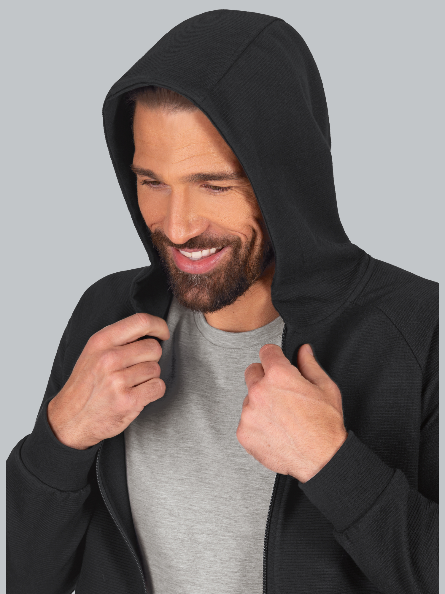 Bequemer Freizeitanzug mit Kapuzenshirt Schwarz