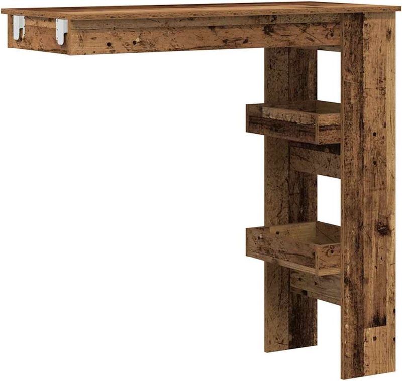 vidaXL Bartafel - Wandgemonteerd - Oud Hout - Bewerkt Hout