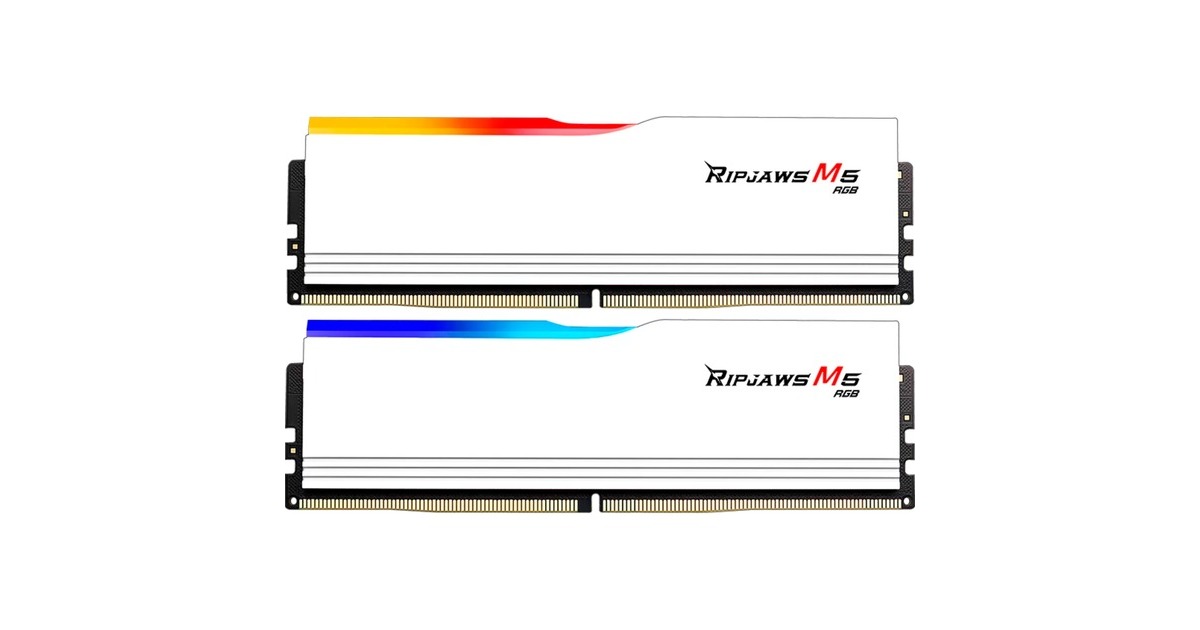 G.Skill96 GB DDR5-5200 (2x 48 GB) Dual-Kit werkgeheugen  (Wit, F5-5200J4040A48GX2-RM5RW, Ripjaws M5 RGB, XMP 3.0)