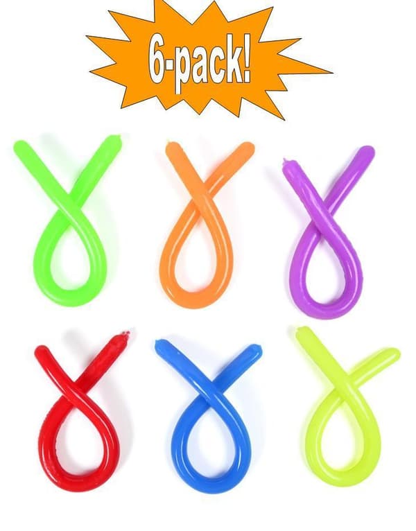 6-pakning Stretchy Noodle String Neon Children Fidget Sensorisk leketøy - Blandede farger