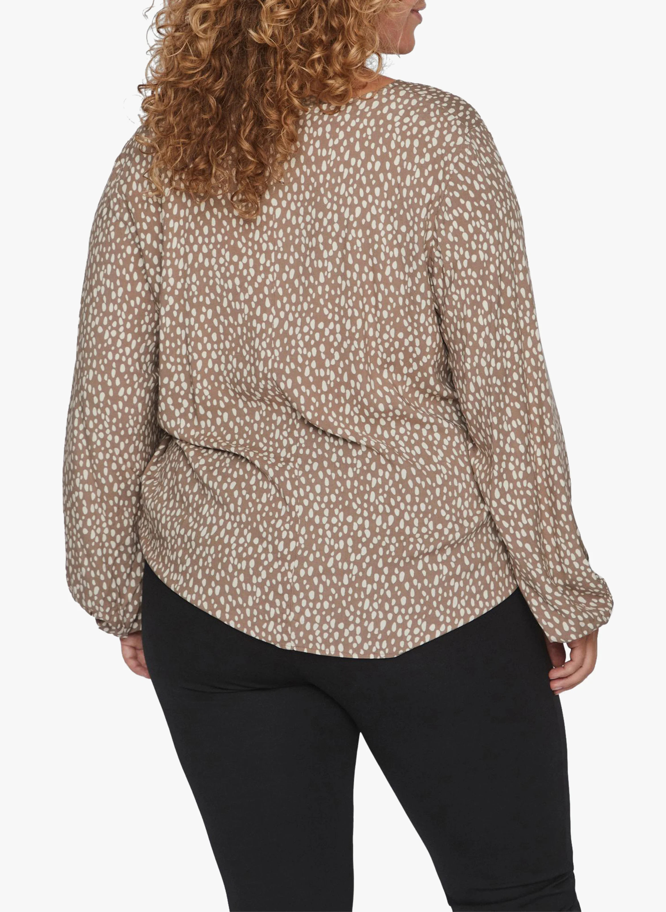PAYA - Top fluide col V imprimé| Beige
