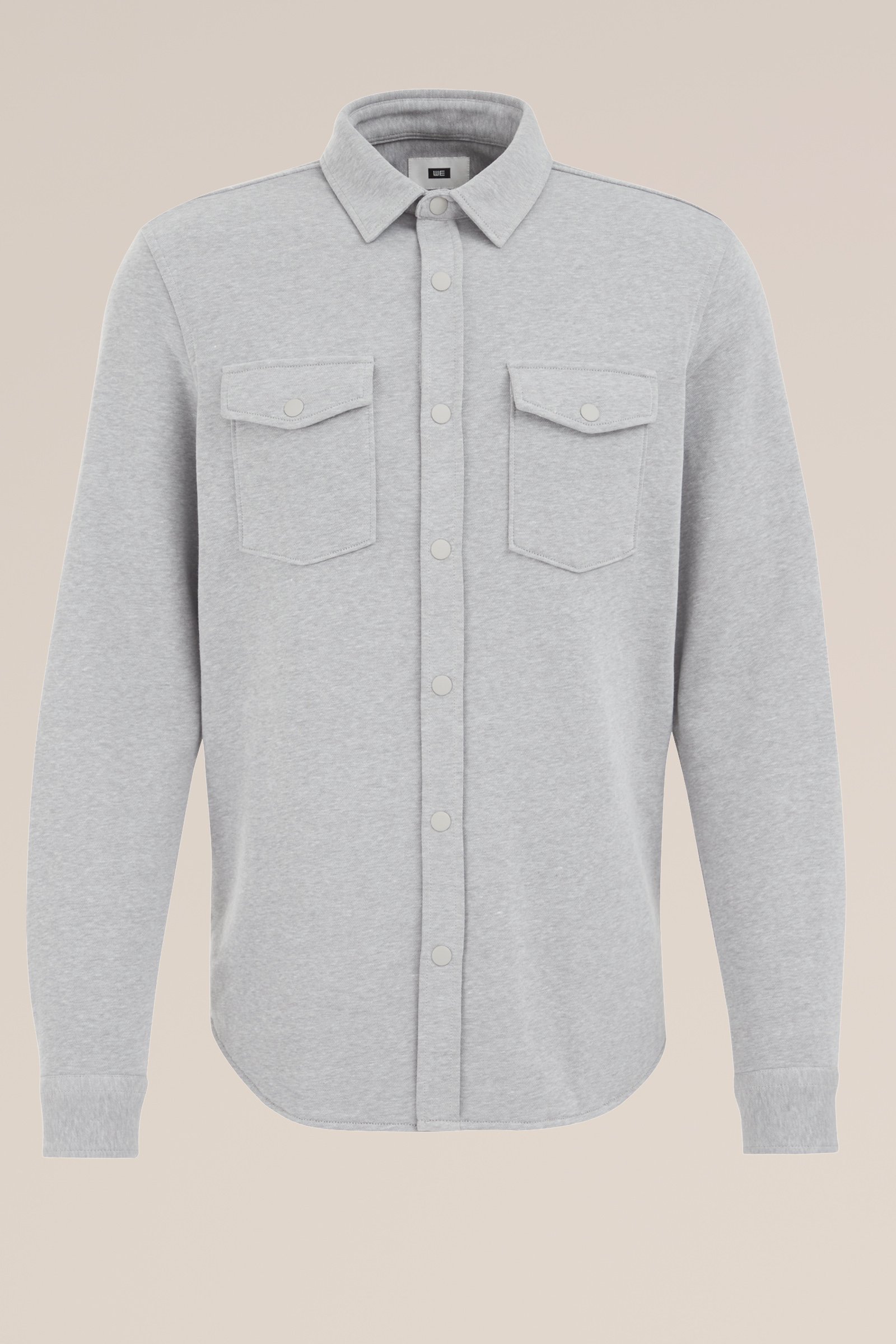 gebreid smart overshirt van katoenmix Fundamentals Grijs