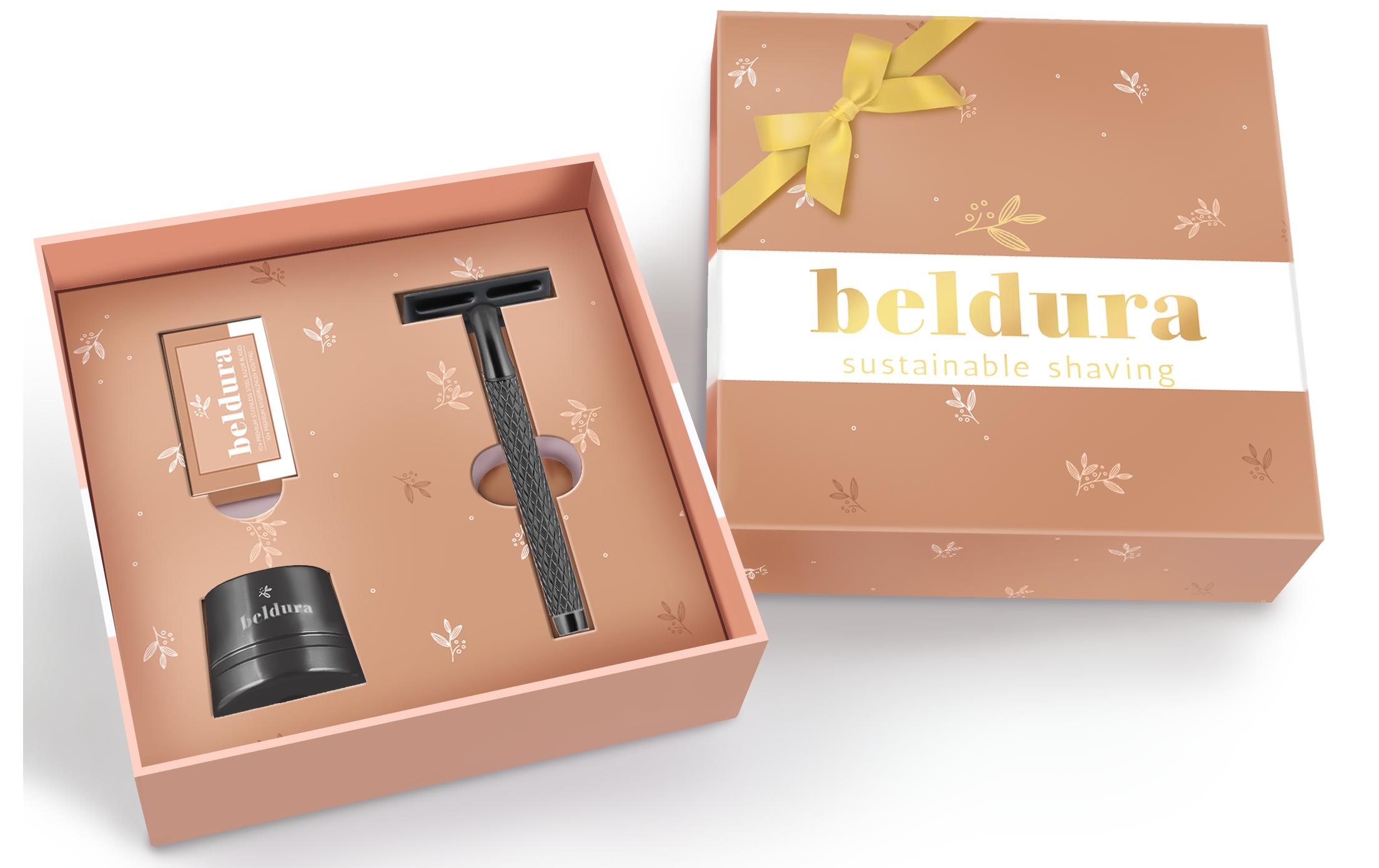 Geschenkset Black Edition Damen 3-teiligNachhaltige Rasur in edlem matt-schwarz