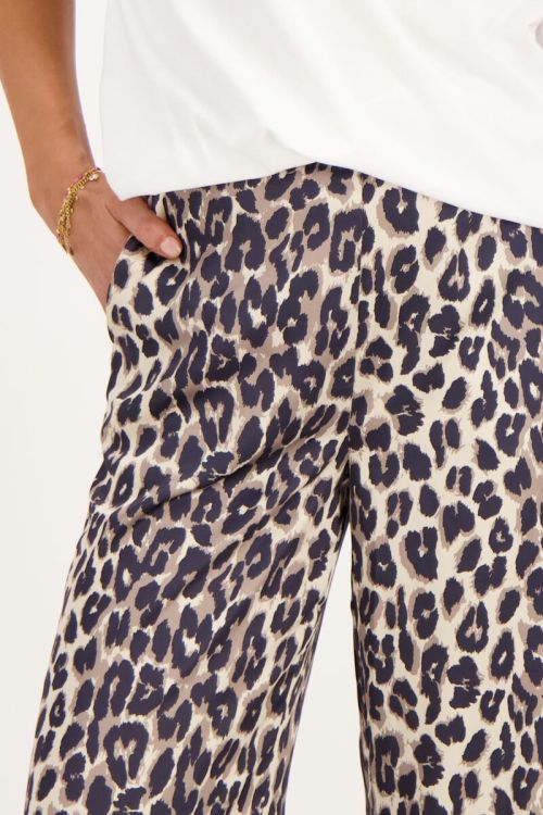 Panterprint broek satijnen look