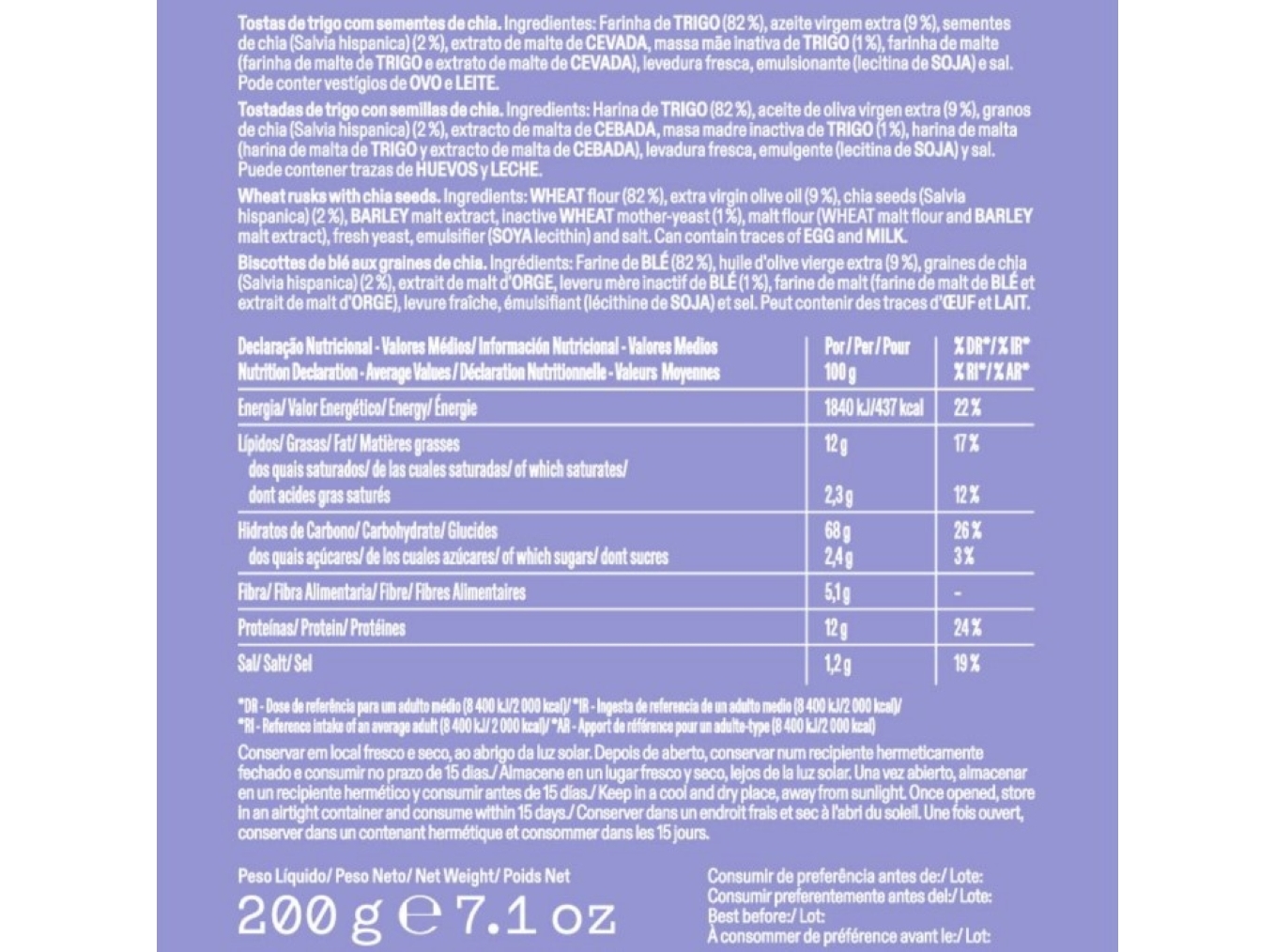 BOLACHAS MARINHEIRAS NACIONAL CHIA 200G