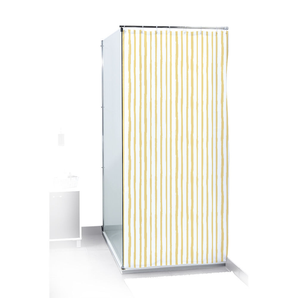 Rideau de douche rayure jaune et blanc Sunflow 180xH200cm