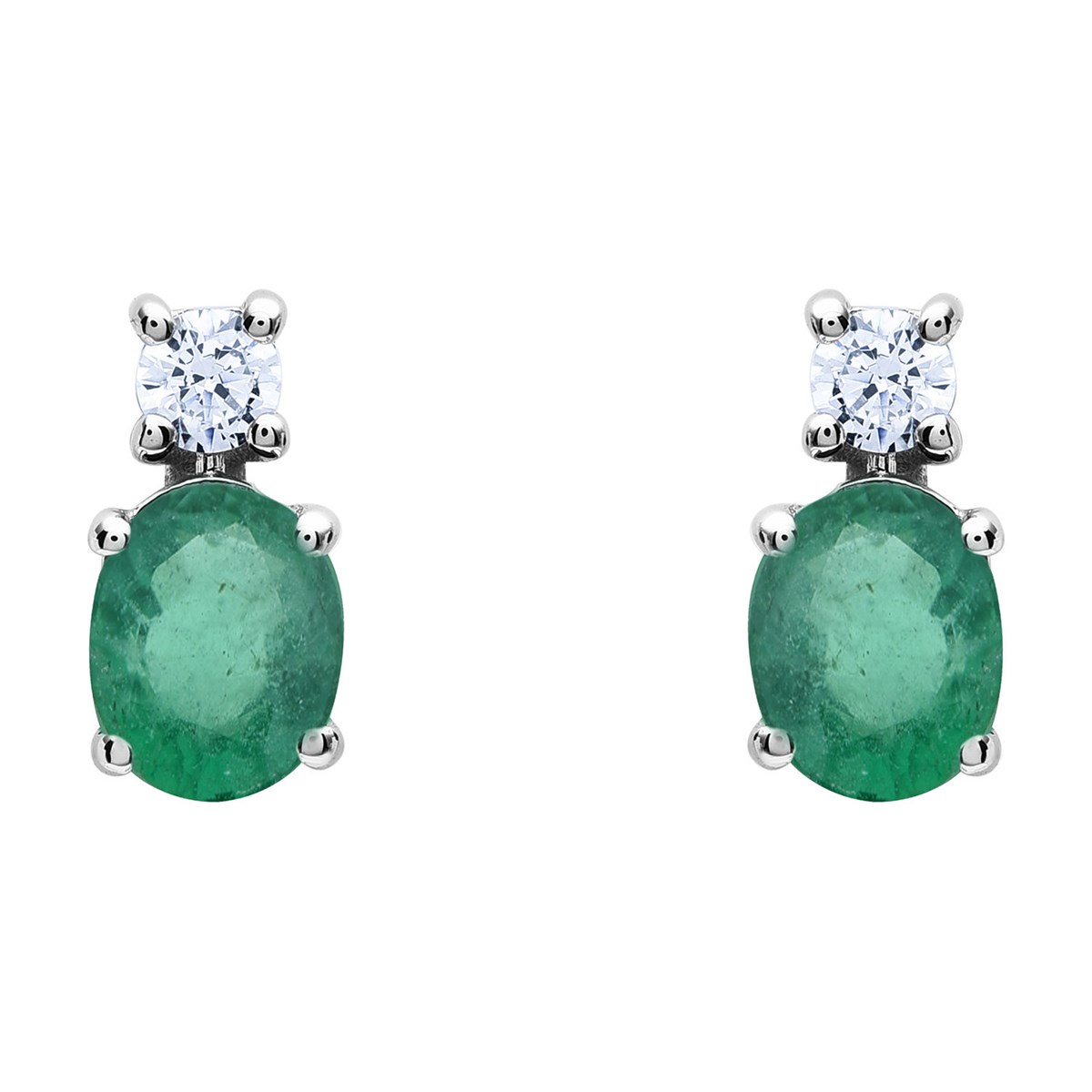 Boucles d'oreilles Brillaxis émeraude et oxydes