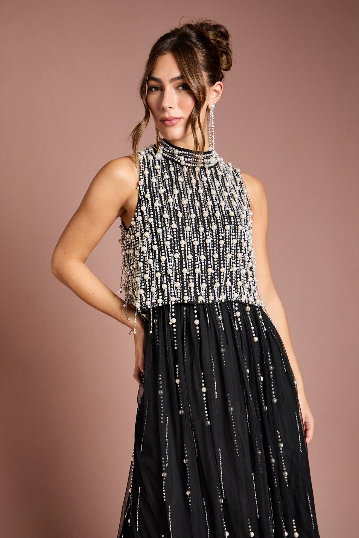 Coast Robe Maxi en Georgette avec Superposition de Perles
