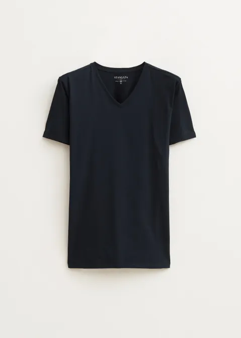 Basic t-shirt met v-hals blauw (BLW.D)