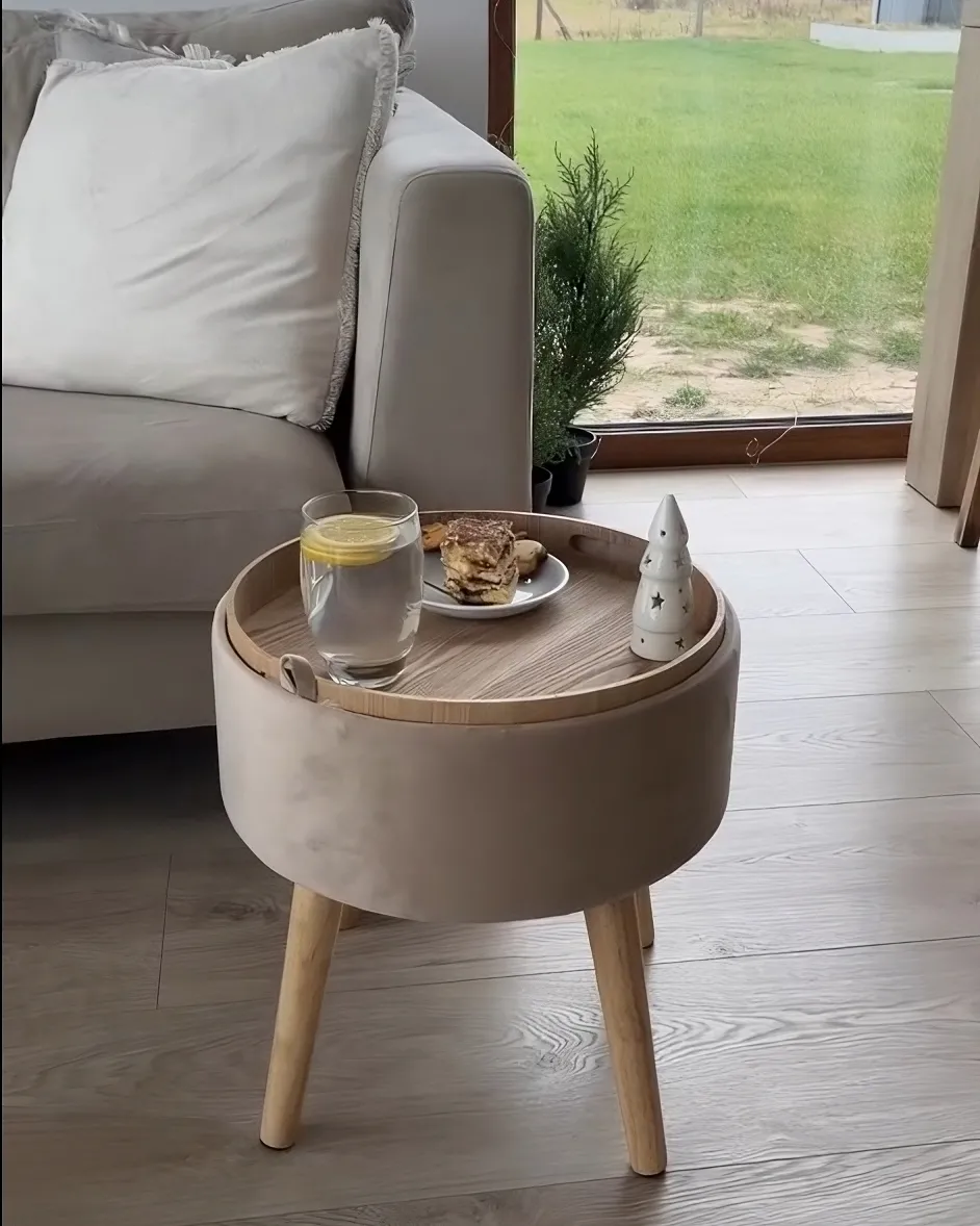 Hocker met opbergruimte NEELY Fluweel Beige