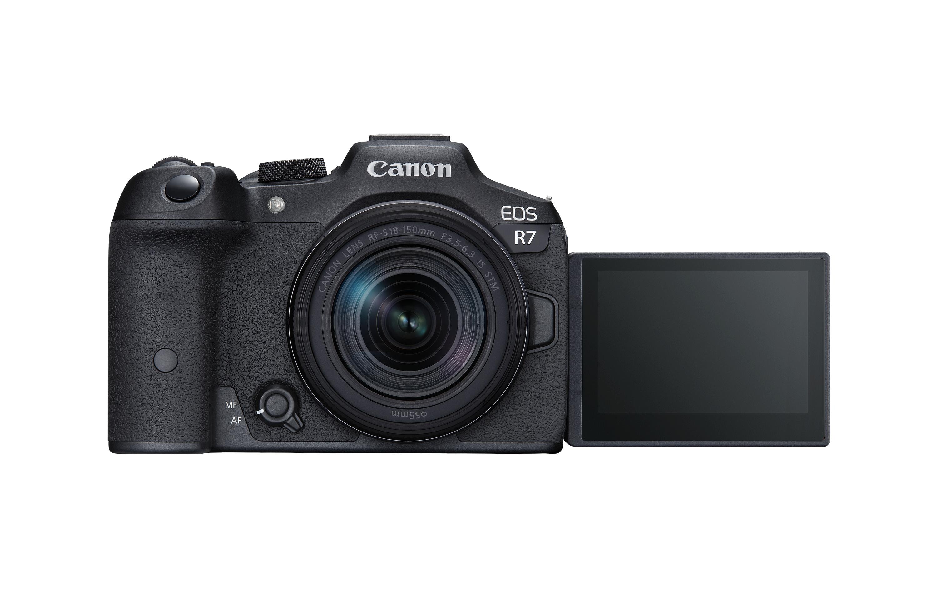 Fotokamera EOS R7 Kit inkl. RF-S 18-150 F3.5-6.3 IS STM<br>Hybrid-Systemkamera mit 128 GB SDXC-Karte und praktischer Kameratasche