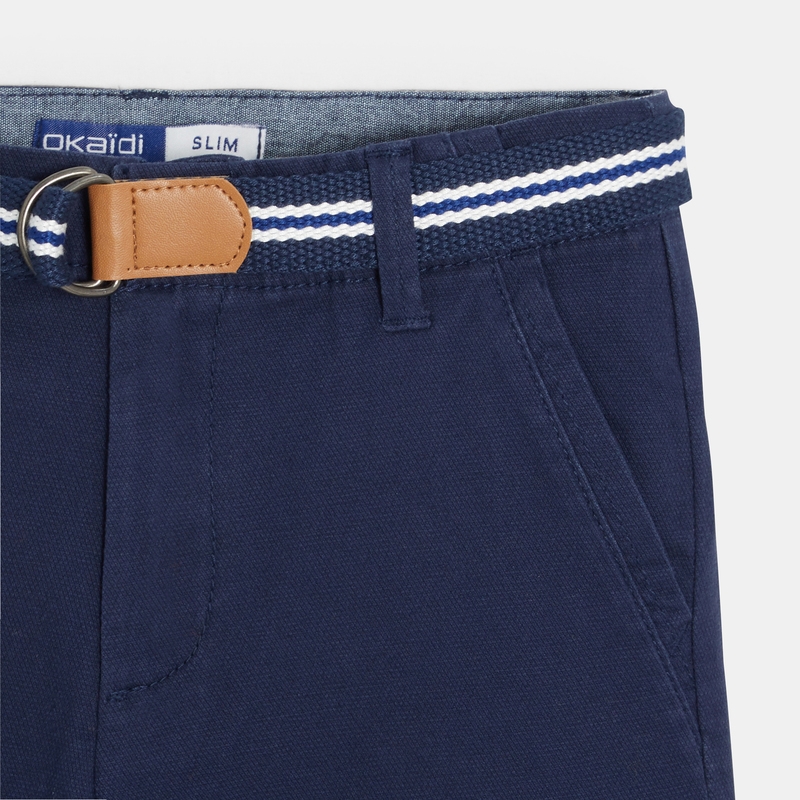 Bermuda en toile + ceinture bleu garçon