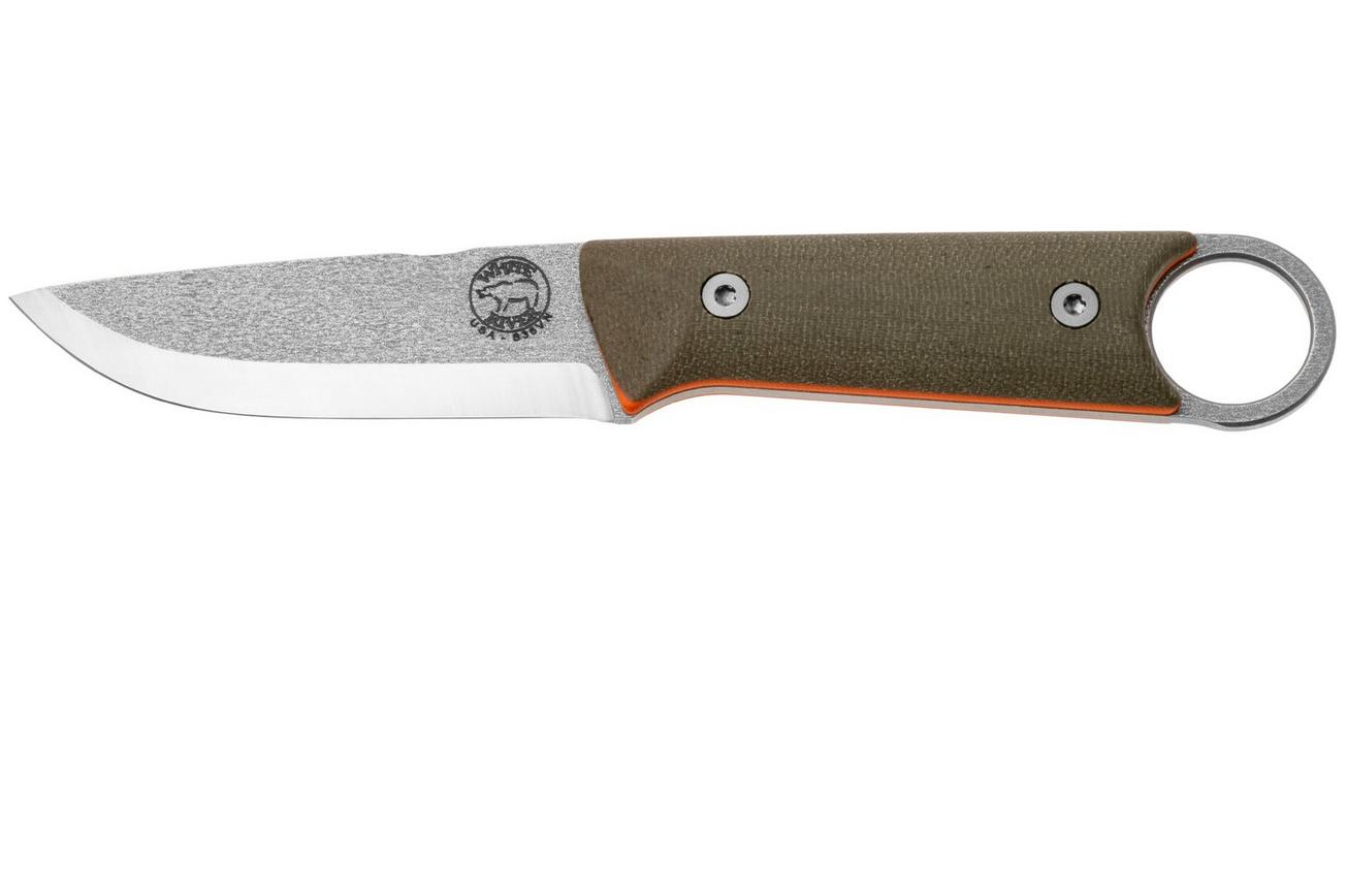 White River Firecraft Puukko FC-PKO Green Orange Micarta, bushcraftmes