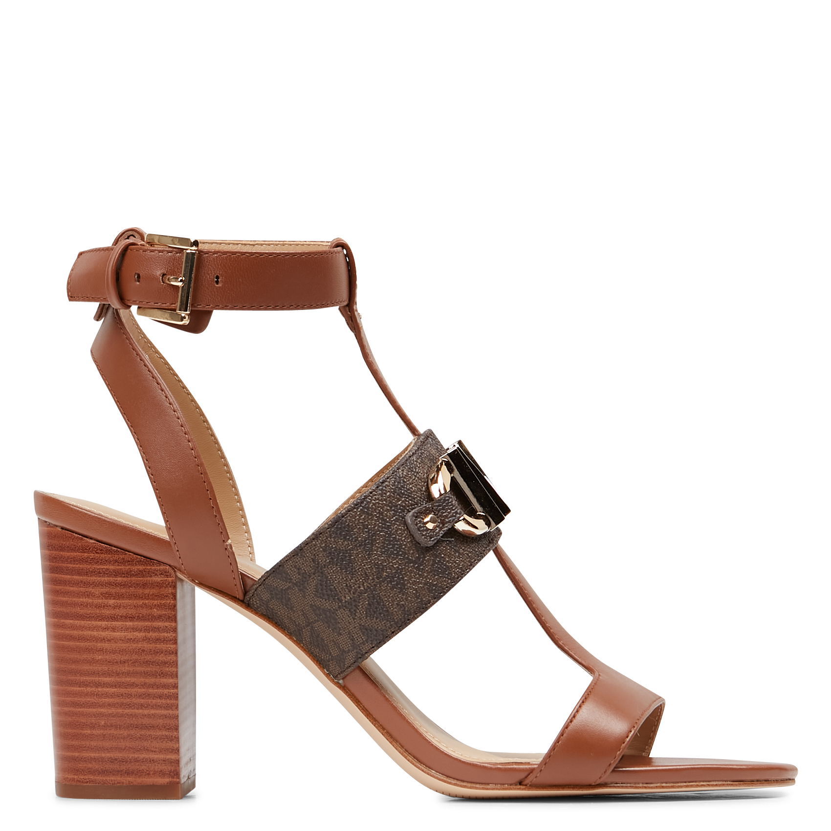 Sandales à talons hauts avec imprimé logo | Marron