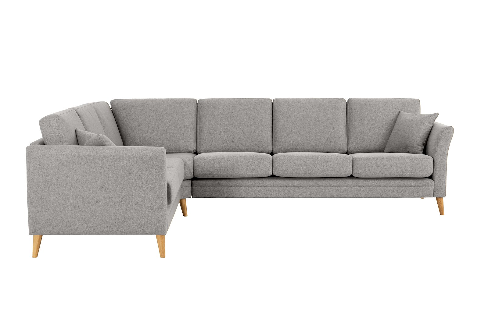 Eden hjørnesofa 23 hjørne i tekstil Neve 3 Grey med ben i eik natur (15137).