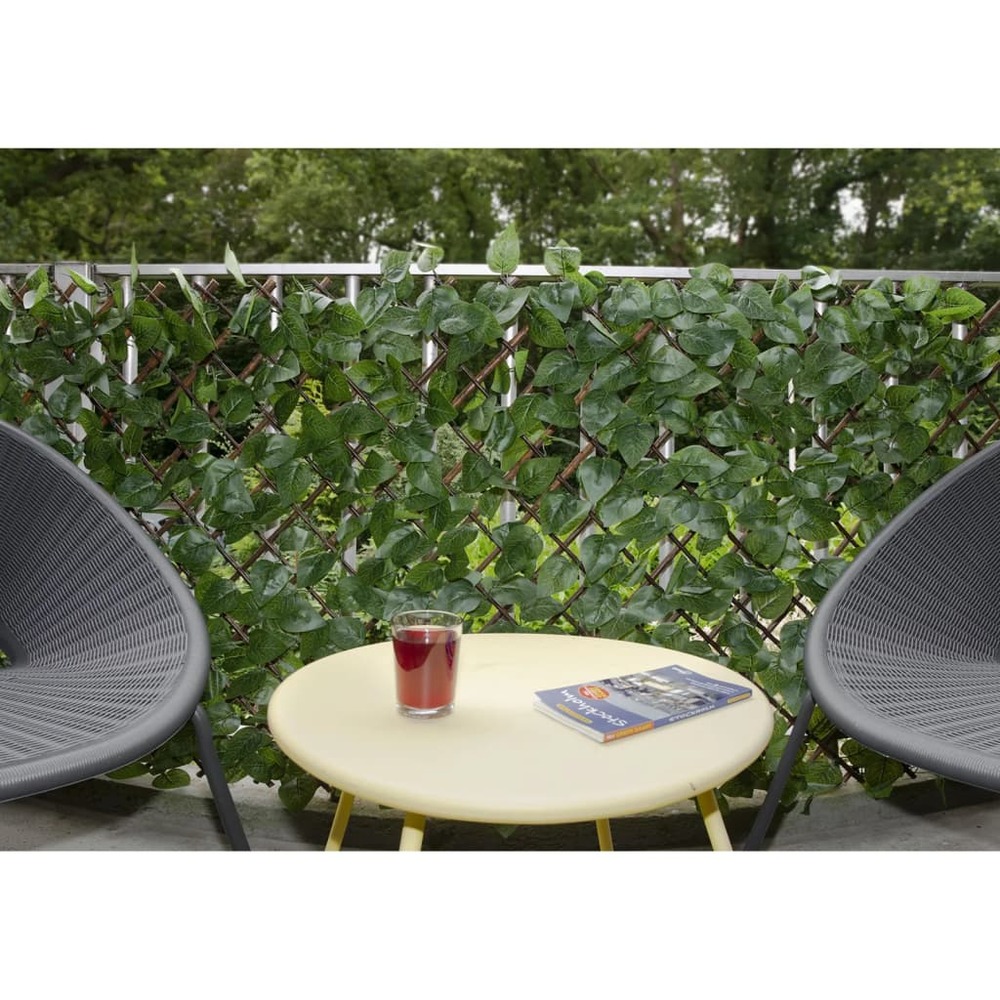 Treillis extensible en osier avec feuillage pe laurier palme 180 x 90 cm