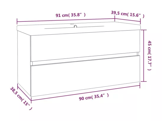 Meuble lavabo avec bassin intégré Chêne brun Bois d'ingénierie