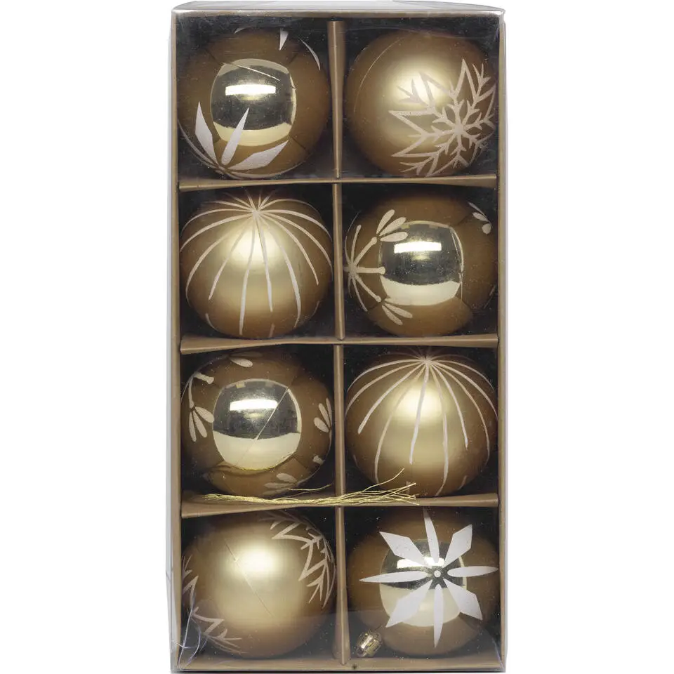Feeric lights and christmas kunststof kerstballen- 8x- 8cm -goud
