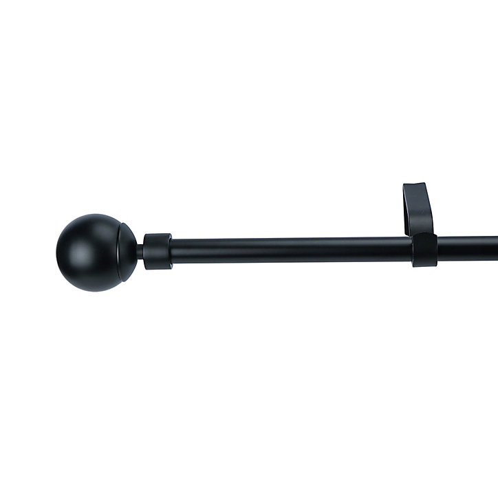 Kit de tringle à rideau extensible embout boule Araxos GoodHome 200/330 cm, Ø16/19 mm noir