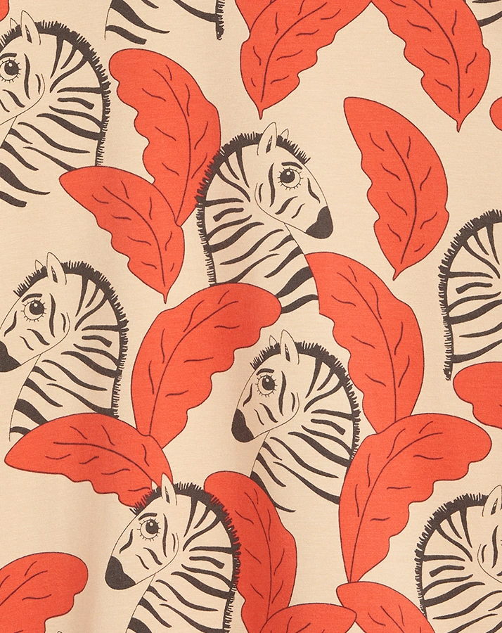 Kurzarm-Kleid ZEBRAS AOP in red