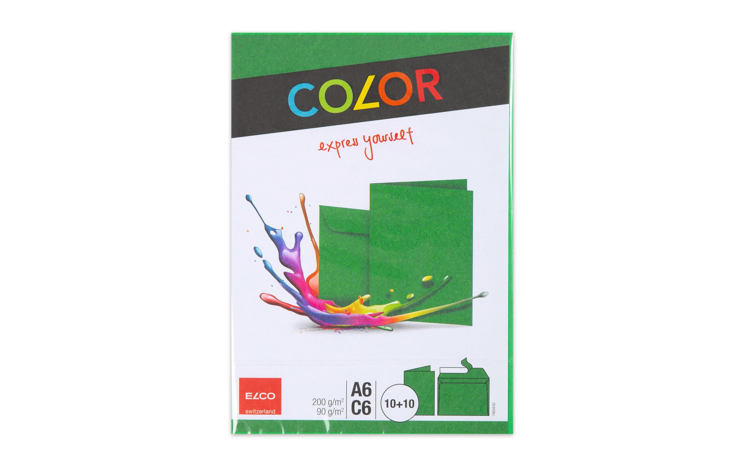 Doppelkarte mit Couvert Color A6/C6 Grün, 20 StückBriefumschläge mit Doppelkarten A6
