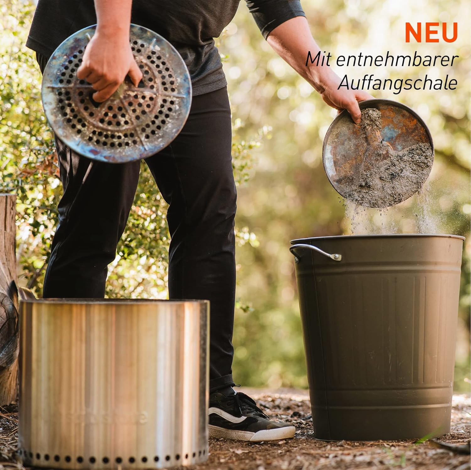 Solo Stove Feuerschale Ranger 2.0 mit Standfuß | Feuerstelle zur Raucharmen Holzverbrennung, Herausnehmbare Auffangschale, Mobile Outdoor Feuertonne für Unterwegs, Edelstahl, 38 x 41,5 cm, 7,3 kg