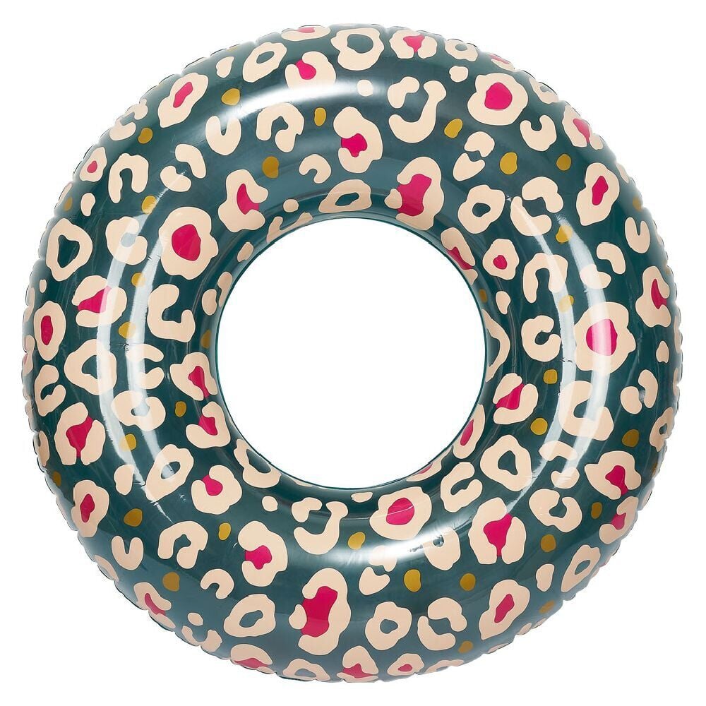 Bouée gonflable motif léopard noir et rose Ø120cm