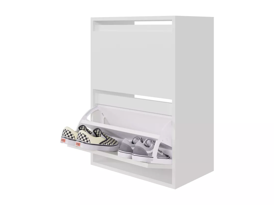 Meuble à chaussures 2 portes suspendu - 50 cm - blanc - BEMMI