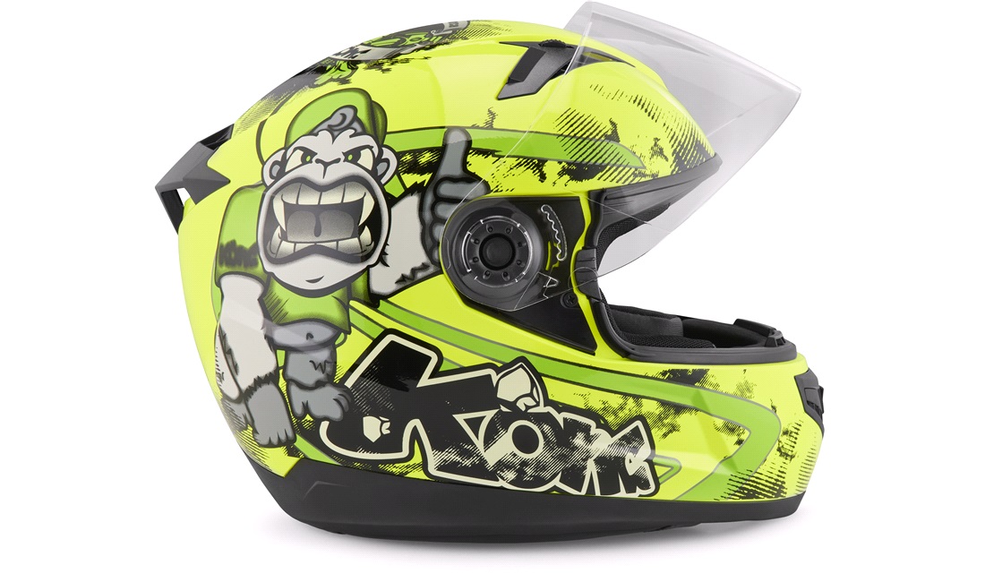 Børnehjelm NEX Racing Kids Kong gul/sort/grøn str. L (53-54cm)