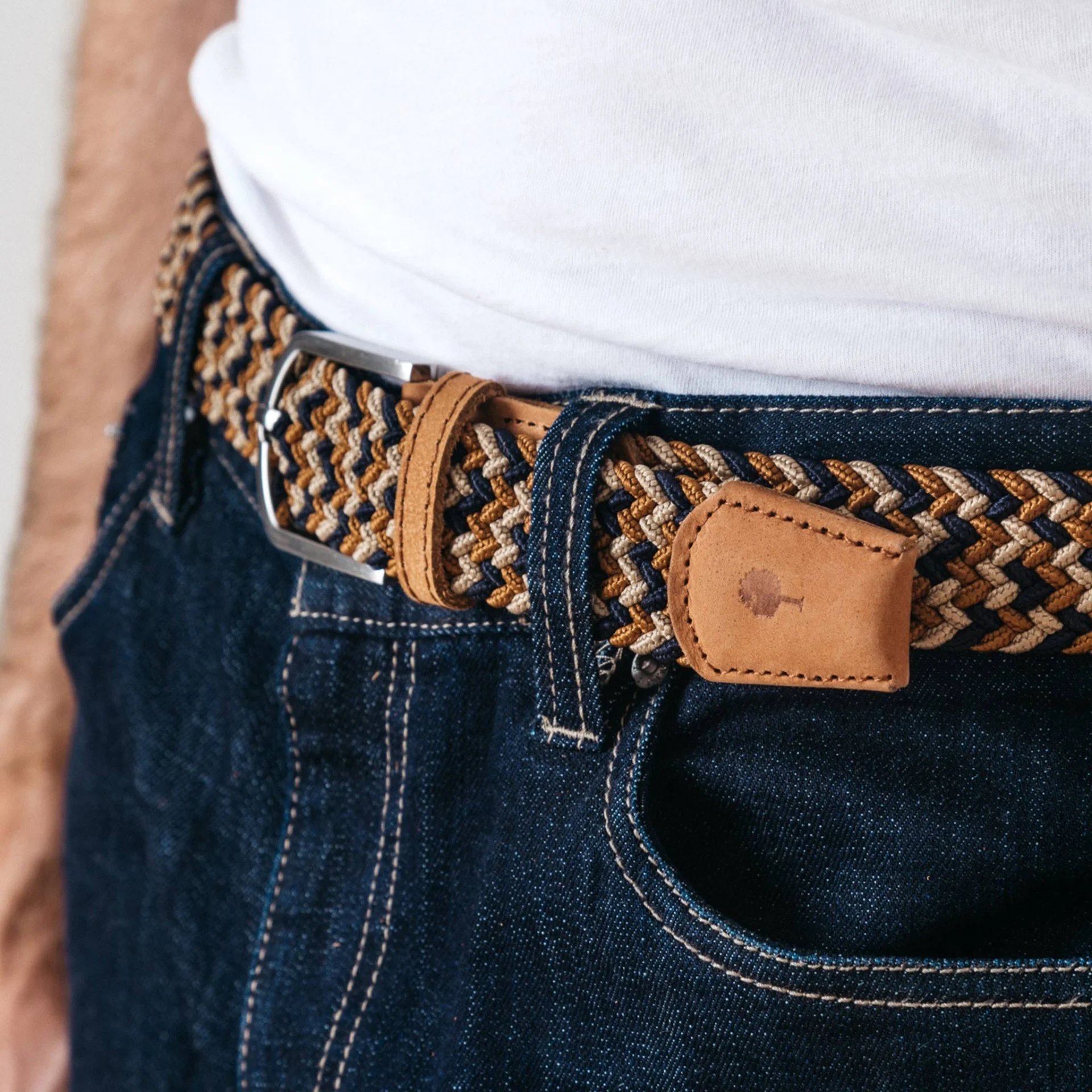 Ceinture bleu marine & beige bleu marine & beige - modèle Belt