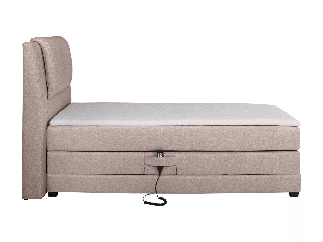 Ensemble complet boxspring tête de lit + sommiers relaxation électrique + matelas + surmatelas - 100 x 200 cm - Tissu - Beige - CASTEL II de PALACIO
