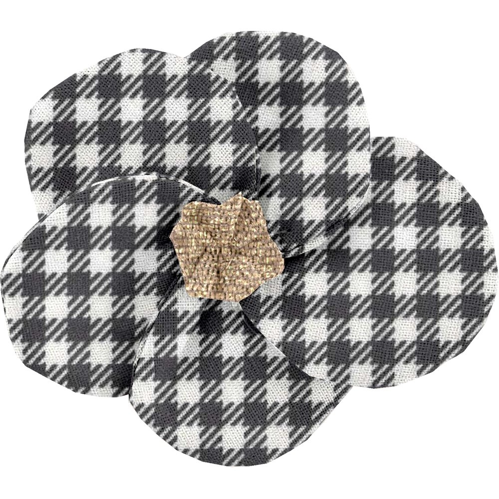 Petite Barrette Pétales De Fleur Vichy Noir