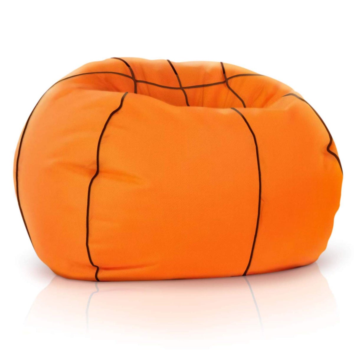 Green Bean Basketbal Zitzak, voorgevuld, 250L EPS-korrels - Kinderen & Volwassenen, 90cm Zitzak, Reuze Zitzak, Ligstoelkussen, Wasbare Hoes, Gamingstoel, Oranje