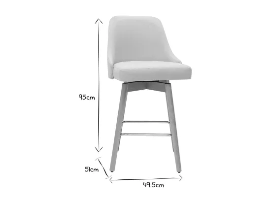 Tabourets de bar scandinaves pivotants 360° en tissu beige et bois hêtre massif H65 cm (lot de 2) HASTA